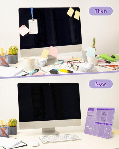Desktop Thickened Acrylic Dry Erase Board, Weekly White Board with to Do List, Tabletop Whiteboard with Stand, Frameless Dry Erase Pink White Board，9.5"x6.7" for Office, Home, School(Desktop-PK-1724)