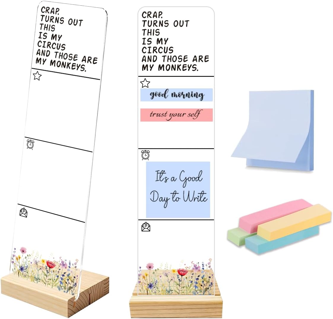 Sticky Note Holder Acrylic Monitor Memo Board Desk Organizers and Accessories Desk Decor Post It Note Holder with 200Pcs Sticky Notes Funny Sarcastic Office Positive Desk Sign