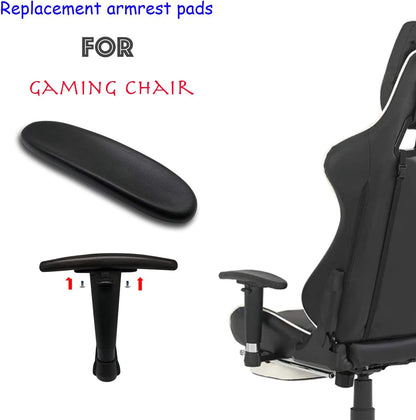MYFUNSHOP Gaming Chair Replacement Armrest Arm Pads Universal Soft PU Office Chair Replacement Parts(1 Pair) Black
