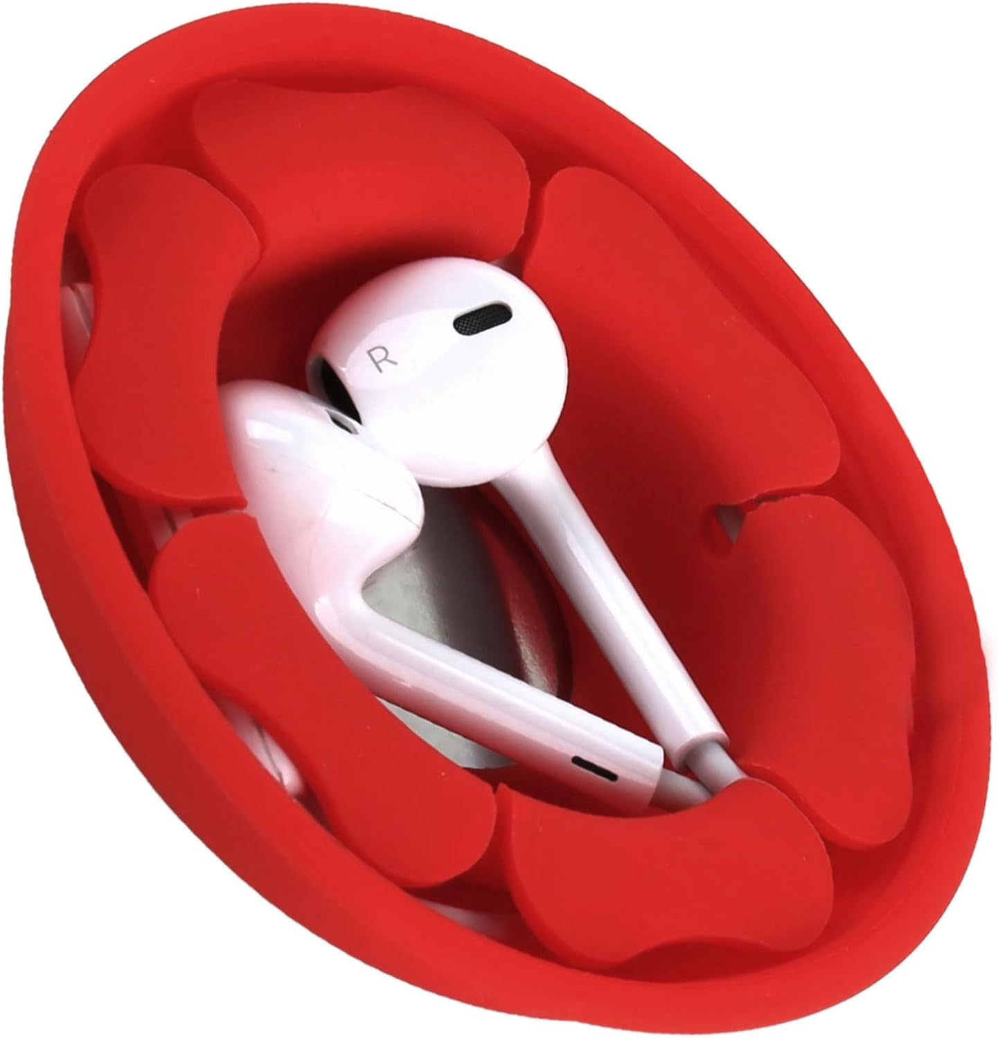 MAIRUI Wired Earbud Case Earphone Headphone Cord Organizer Earbuds Wrap Soft Silicone Magnetic Holder Storage Tangle Free Cable Winder(Red)
