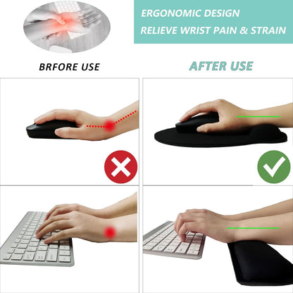 Keyboard Wrist Rest Pad Mouse Pad with Wrist Support Set of 3, Mousepad with Non-Slip Rubber Base, Ergonomic Memory Foam Mouse Wrist Cushion Support for Home Office Laptop Computer Gaming, Forest
