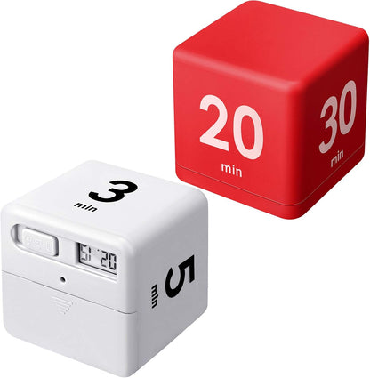Weewooday 2 Pieces Cube Productivity Timer Flip Gravity Sensor Flip Countdown Countup Workout Timer Management 1 3 5 10 Minutes and 15 20 30 60 Minutes for Work Learning Kitchen Cooking(Green, Blue)