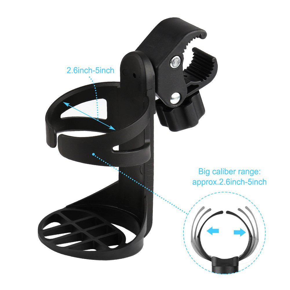 Accmor Stroller Cup Holder, Universal Cup Holder for Uppababy, Nuna, Doona Strollers, Large Bottles 360 ° Rotatable Bottle Holder for Stroller, Wheelchair, Walker, Scooter