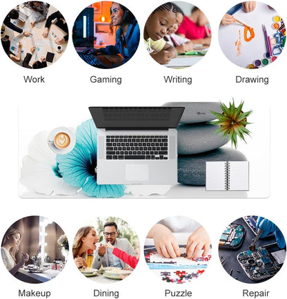 QIYI Large Mouse Pad, Cute Pink Desk Mat for Desktop, Women Girls PU Leather Desk Pad Waterproof Gaming Mousepad, Rose Gold Marble Computer Protector Writing Pad for School Office Home 31.5" x 15.7"