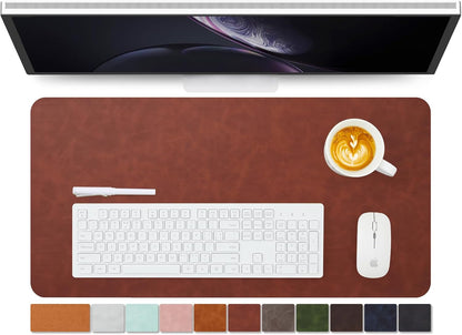 Distressed Leather Desk Mat - Non-Slip PU Desk Pad for Office and Home - Desk Organization and Accessories - Ideal for Large Mouse Pad and Desk Mats on Top of Desks(Tan,36"x 17")