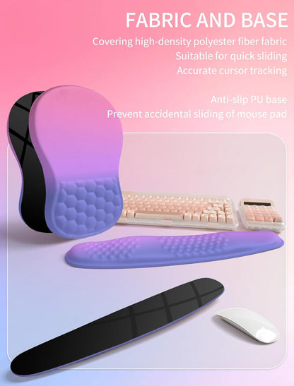 Hokafenle 2in1 Combination, Wave Keyboard Wrist Rest and Ergonomic Curvature Mouse Pad Wrist Support for Relieve Wrist Pain, Filled with Soft Cushion Memory Foam, Black