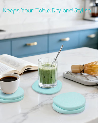 Diatomaceous Earth Coasters,3.9"x3.9", Quick-Dry, Absorbent, Heat-Resistant, Modern Stone Design, Dark Gray, Irregular Shape (2, Grey)