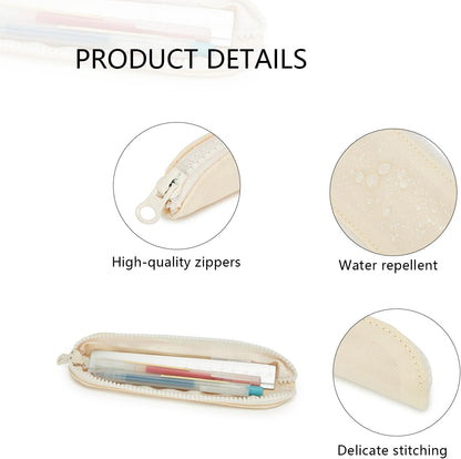 Pencil Case Durable Pencil Pouch for Pens School Featuring Oxford Lap Design (Khaki,Oxford)
