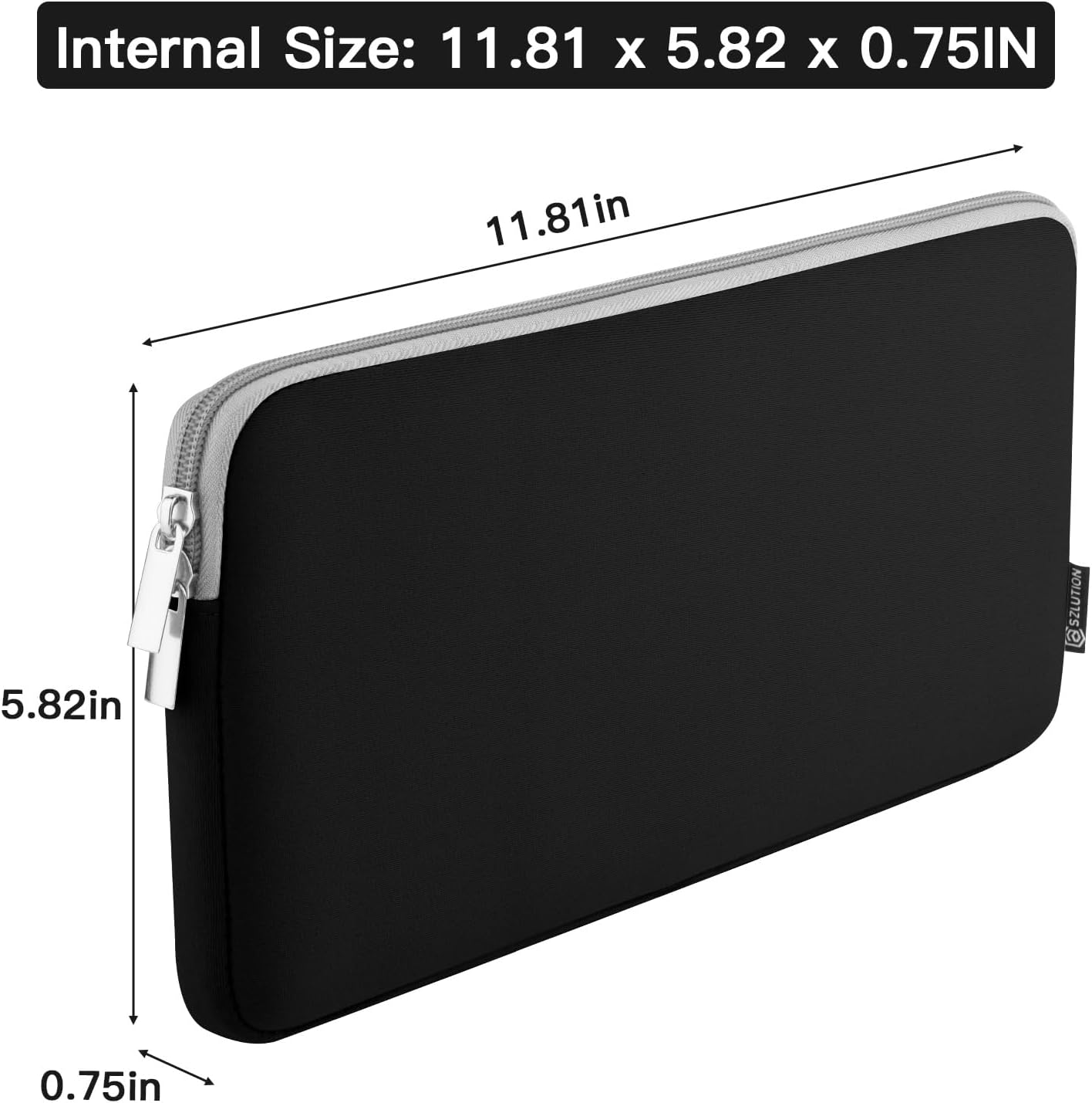Neoprene Keyboard Sleeve Case for Apple MC184LL/B Wireless Bluetooth Keyboard, Protective Keyboard Case with Zipper for Small Wireless Keyboard, Black