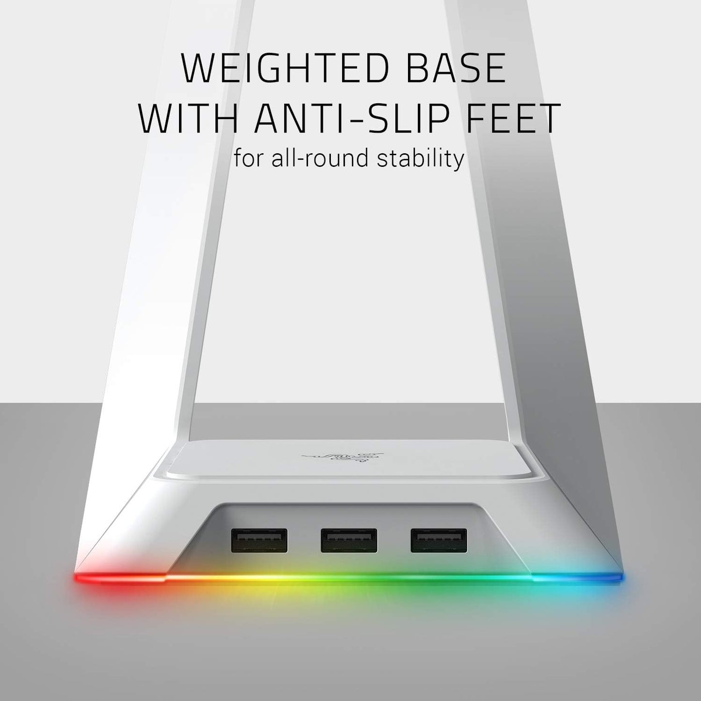 Razer Base Station V2 Chroma Headphone Headset Stand Holder: Chroma RGB Lighting - Taller Stand & Anti-Slip Ledge - USB Charging Ports - Anti-Slip Rubber Base - 3.5mm Port + Built-in DAC - Black
