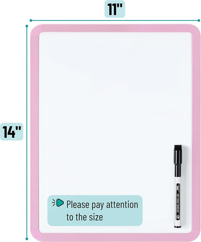 Mr. Pen- Dry Erase Board, 14” x 11” with a Black Dry Erase Marker, White Frame, Small Mini White Board for Students, Fridge, Wall, Locker, Includes Double Sided Tapes