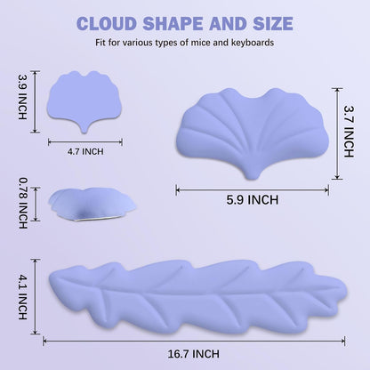 Keyboard Wrist Rest Pad Set, Leaf Shape PU Leather Memory Foam Wrist Cushion Support,Mouse Wrist Rest Pad,Non-Slip Wrist Support for Easy Typing Pain Relief, Green Leaf