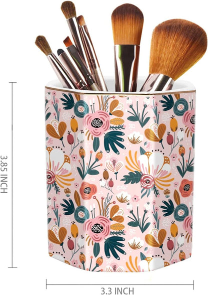 Pen Holder, Pencil Holder for Desk, Marble Desk Organizer Cute, Durable Ceramic Pencil Cup, Decorative Makeup Brush Holder Cup, Stationery Holder for Office, Home, Gray Marble