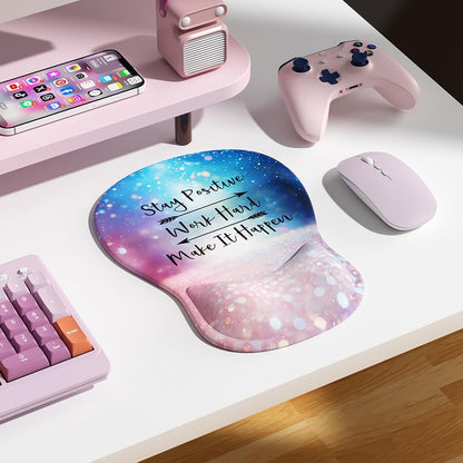 Ergonomic Mouse Pad with Wrist Rest,Cute Gel Mousepad Wrist Support - Small Mini Portable for Travel Mouse Pads for Desk Laptop,Computer,Office & Home Decor (Pink&Light Pink)