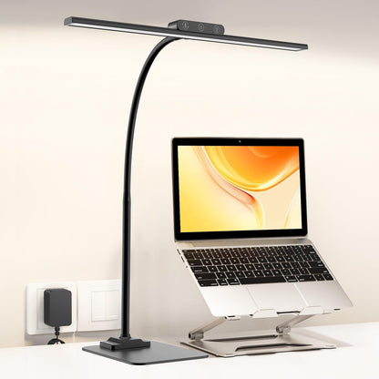 KableRika Desk Lamp Double Light: Bright Led Desk Lights for Home Office - Eye Care Reading Table Lamps with Base - Dimmable Desktop Lighting for Computer Monitor Study Drafting