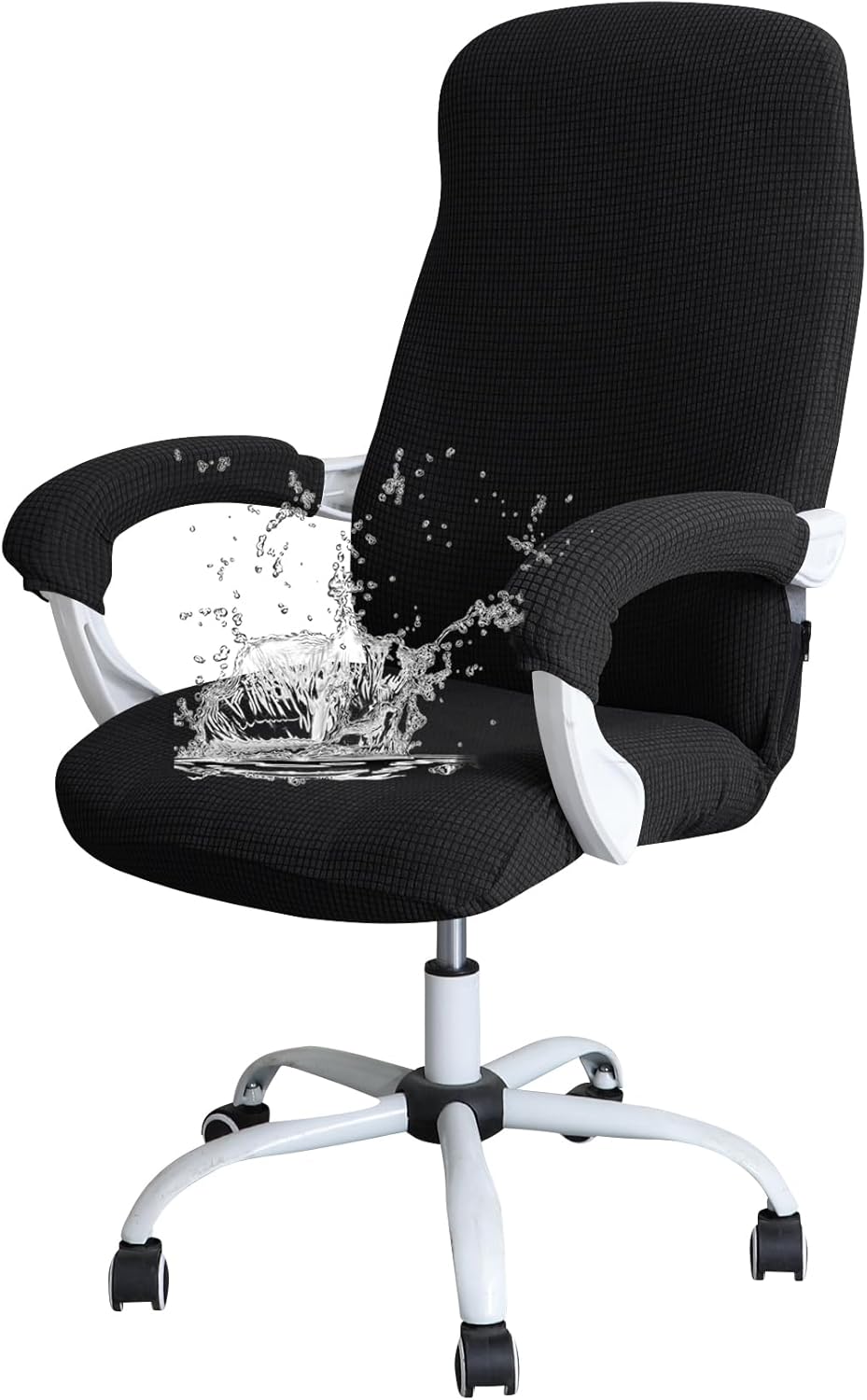 FORCHEER Office Chair Armrest Covers 12-15 Inch Velvet Elastic Black Arm Rest Covers for Desk Computer Chairs Washable