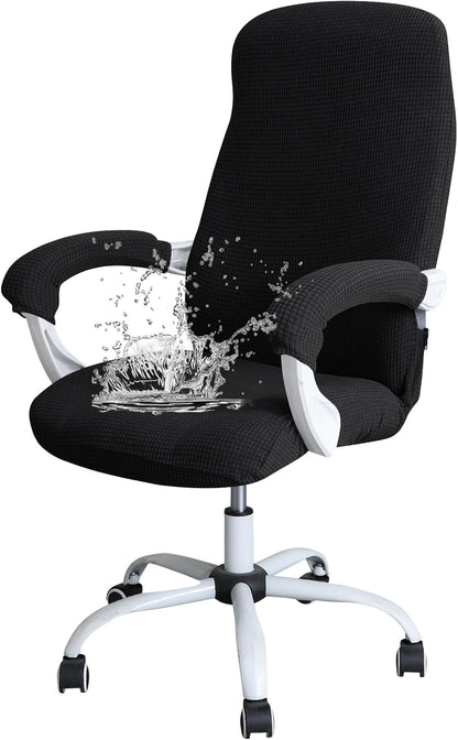FORCHEER Office Chair Armrest Covers 12-15 Inch Velvet Elastic Black Arm Rest Covers for Desk Computer Chairs Washable