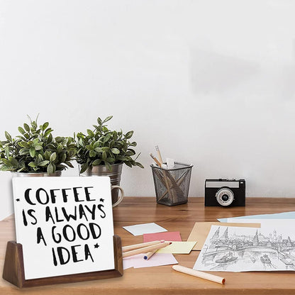 Desktop Glass Whiteboard with Walnut Wood Base,Small Dry Erase Board, Black Writing Note Pad, Desk White Board,Glassboard for Tabletop Display(Walnut Base,Glass)