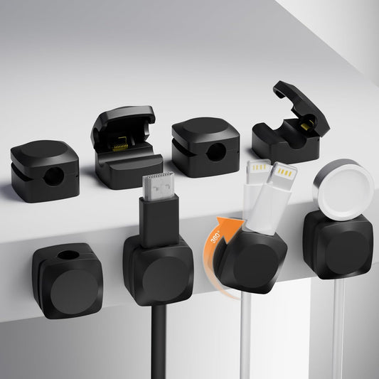 Lancord 8 Pack Rotatable Cable Clips, Cord Organizer Spring Clip Cord Holder for Nightstand Cable Holders for Cords Charging Cable Organizers Cable Management for Desk Office Car Wall