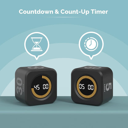 KADAMS Pomodoro Timer – Visual Cube with 5/10/30/60 Min Presets, LED Countdown Ring & Count Up Mode, Silent Flip Productivity Timer for Study, Classroom, Office, Cooking (Green 5-10-30-60 min)