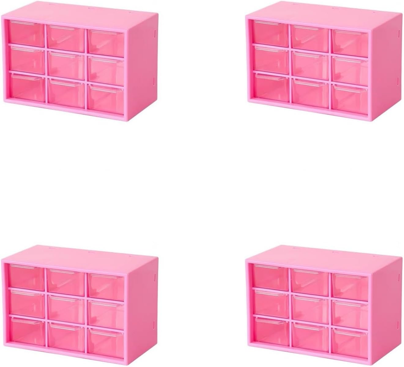 Feadily 2PCS Small Drawer Organizer for Desk, Desktop Drawer Organizer with 9 Clear Drawers, Plastic Desktop Storage Drawers 7.1 Inch x 3 .9 Inch x 4.7 Inch, White