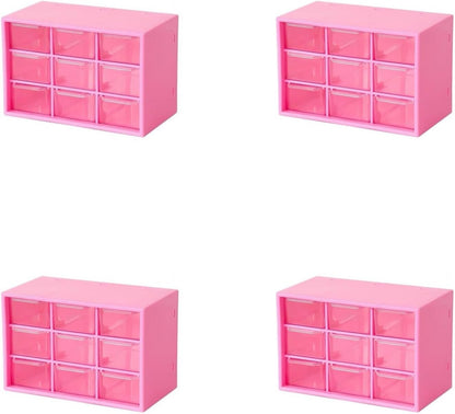 Feadily 2PCS Small Drawer Organizer for Desk, Desktop Drawer Organizer with 9 Clear Drawers, Plastic Desktop Storage Drawers 7.1 Inch x 3 .9 Inch x 4.7 Inch, White