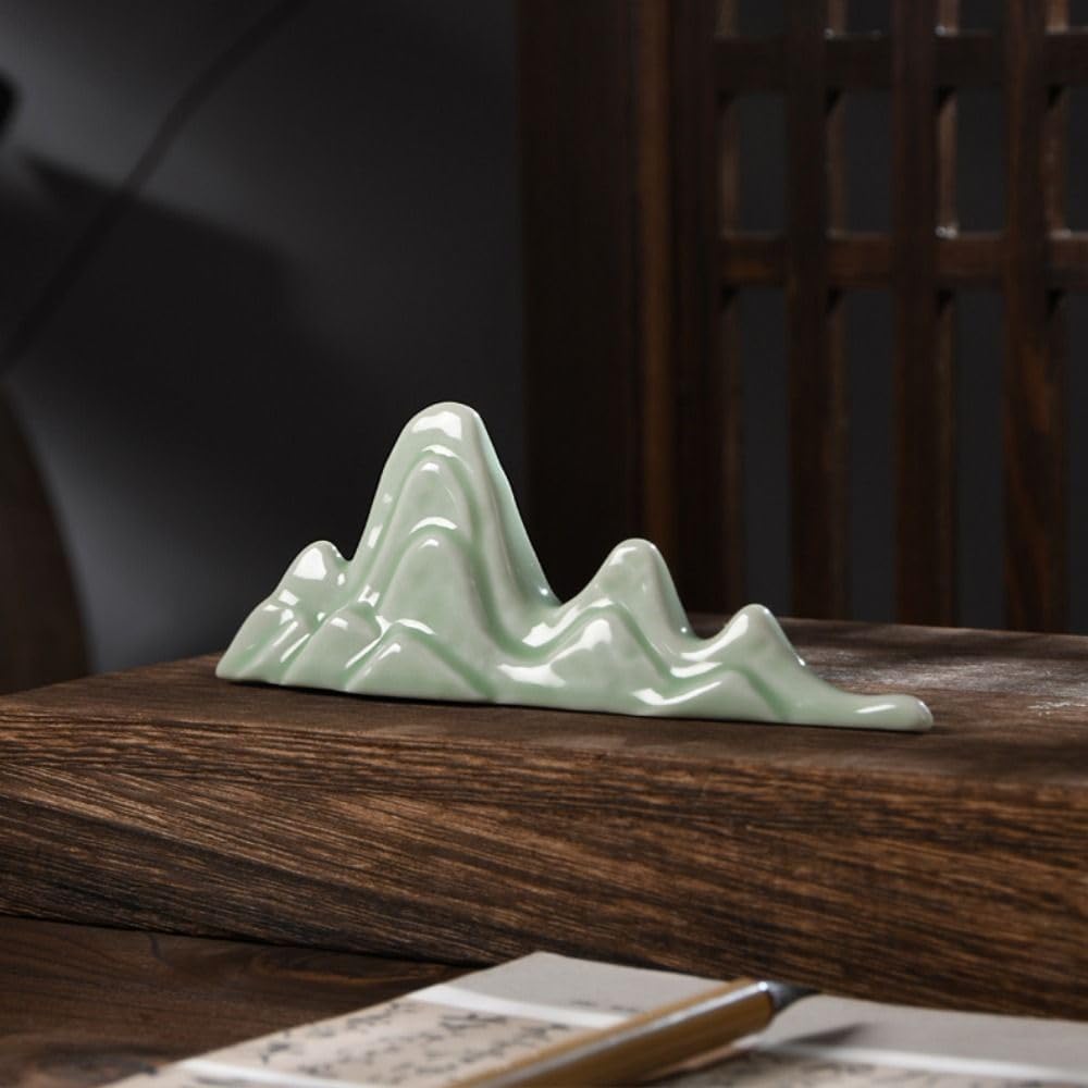 Ceramic Pen Holder & Brush Stand - Green - Calligraphy & Painting Brush Organizer