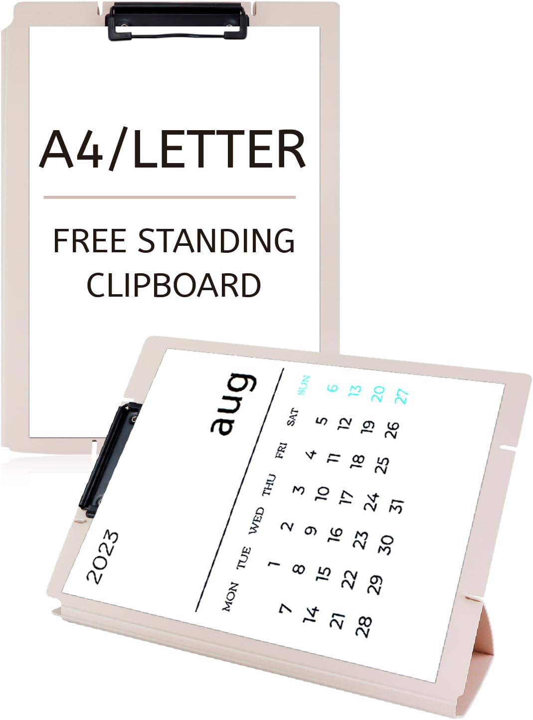Free Standing Clipboard and Desktop Stand with Adjustable Buckles Easel Back - Foldable Stand and Document Holder for School, Office and Business Use (9.37 x 12.6 inches) (Black)