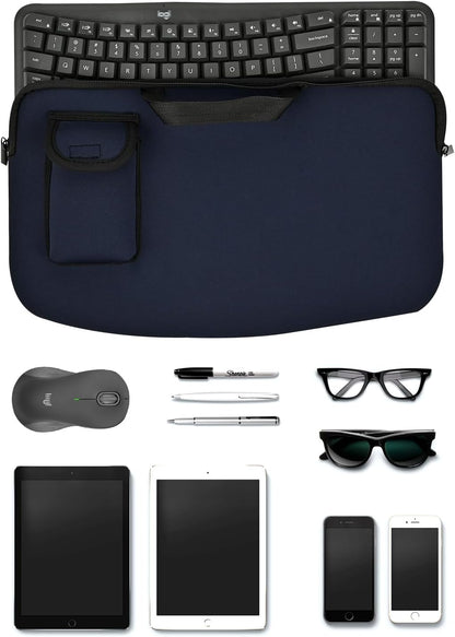 Portable Keyboard Travel Bag Shockproof Waterproof Dustproof Protective Neoprene Sleeve Compatible with Logitech Wave Keys Wavy Keyboard MK670 /Wireless Ergonomic Keyboards Mouse Combo (Black)