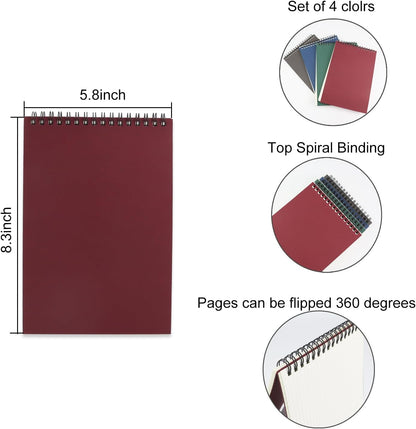 4 Pack Graph Paper Notebook, A5 Top Wirebound Grid Spiral Notebook 5.8" x 8.3",60 Sheets,5mm x 5mm Grid Paper,Grid Notepad for Students, Math, Engineering (4 Colors)