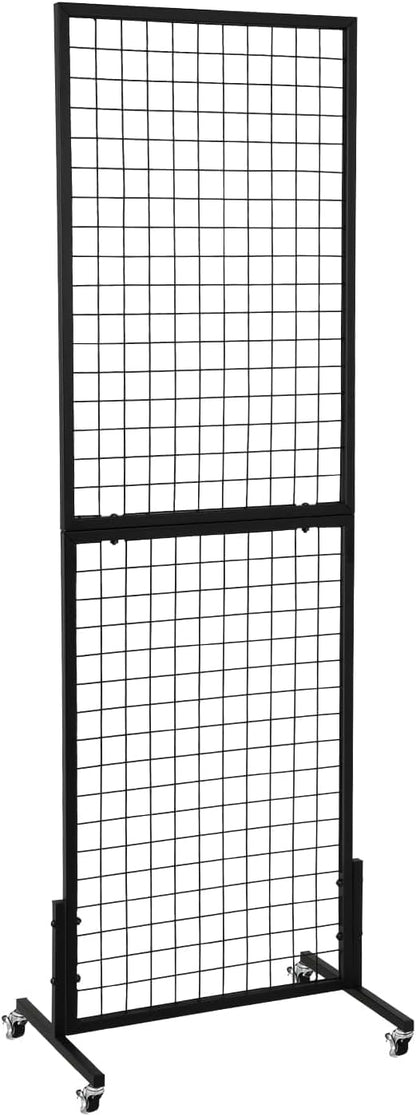 3 Packs 1.8' x 5.7' Grid Wall Panels Standing Wire Grid, Display Rack with T-Base Wheels Freestanding Gridwall Panel Tower for Shows, Black