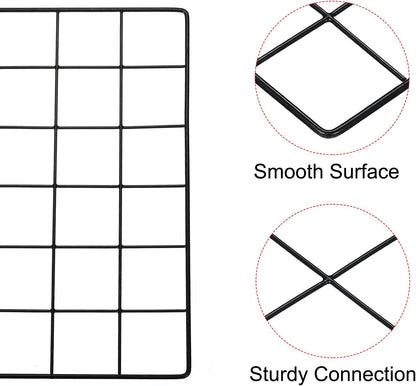 PATIKIL 16"x12" Wire Grid Panel, 1 Pack Wall Grid Decorative Panels Board Photo Pictures Display Decor Hanging Organizer for Home Office, Black