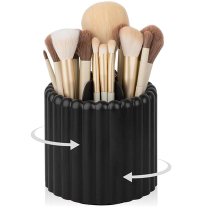 Anyoifax 360 Rotating Makeup Brush Holder 7 Slots Make Up Brush Organizer Removable Spinning Cosmetic Brushes Storage Pen Holder for Vanity, Dresser, Desk, White
