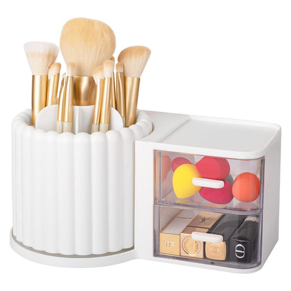 Anyoifax 360 Rotating Makeup Brush Holder 7 Slots Make Up Brush Organizer Removable Spinning Cosmetic Brushes Storage Pen Holder for Vanity, Dresser, Desk, White