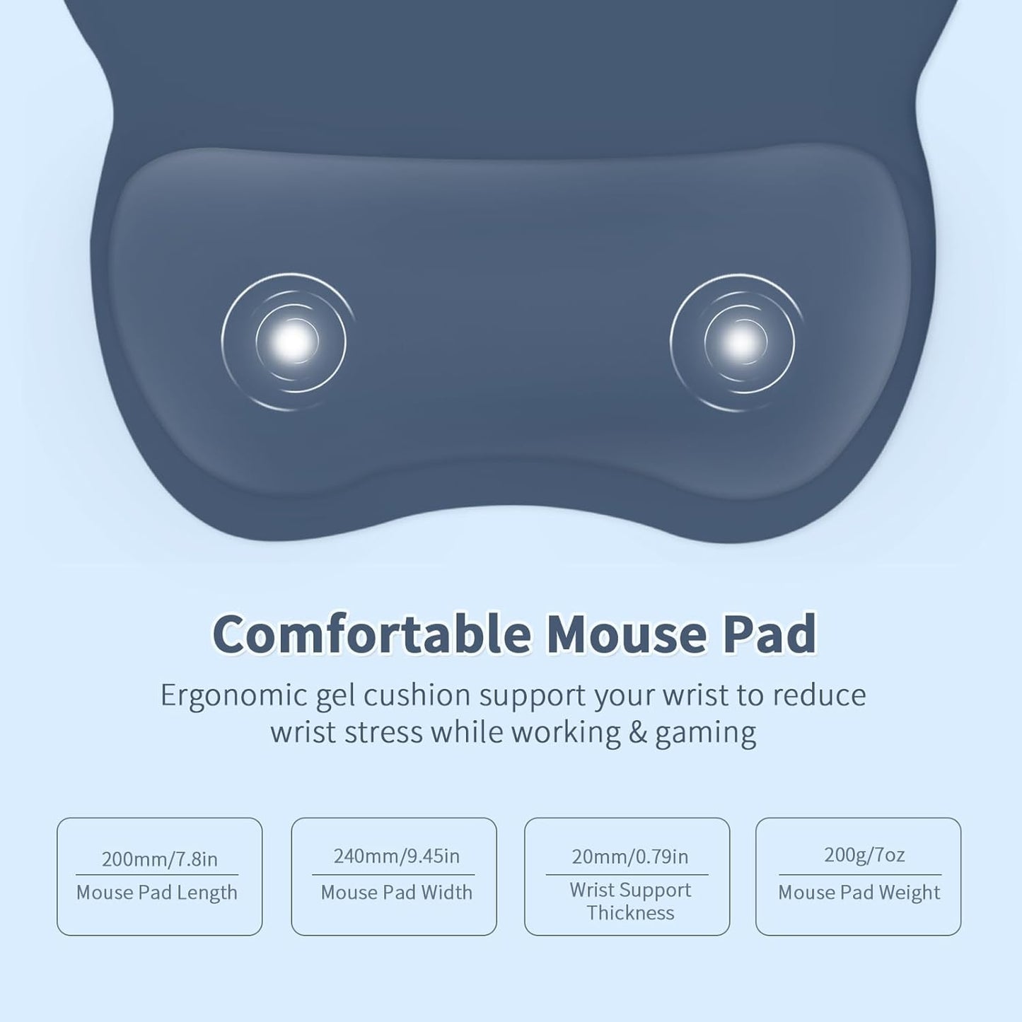 EooCoo Ergonomic Mouse Pad with Wrist Support, Mousepad with Memory Foam Wrist Rest and Non-Slip Base for Computer, Cafe, Home & Office, 9.64 x 8.26 in Office Desk Accessories
