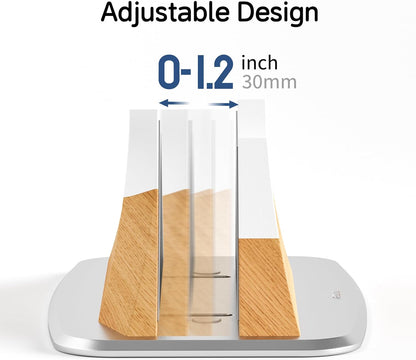 AFOOYO Vertical Dual Laptop Stand - Snow Peak-Shaped Wooden Adjustable Laptop Holder,2 Slots Desktop Dock Compatible with All MacBook, Surface,Chromebook,Dell & More(Beechwood)