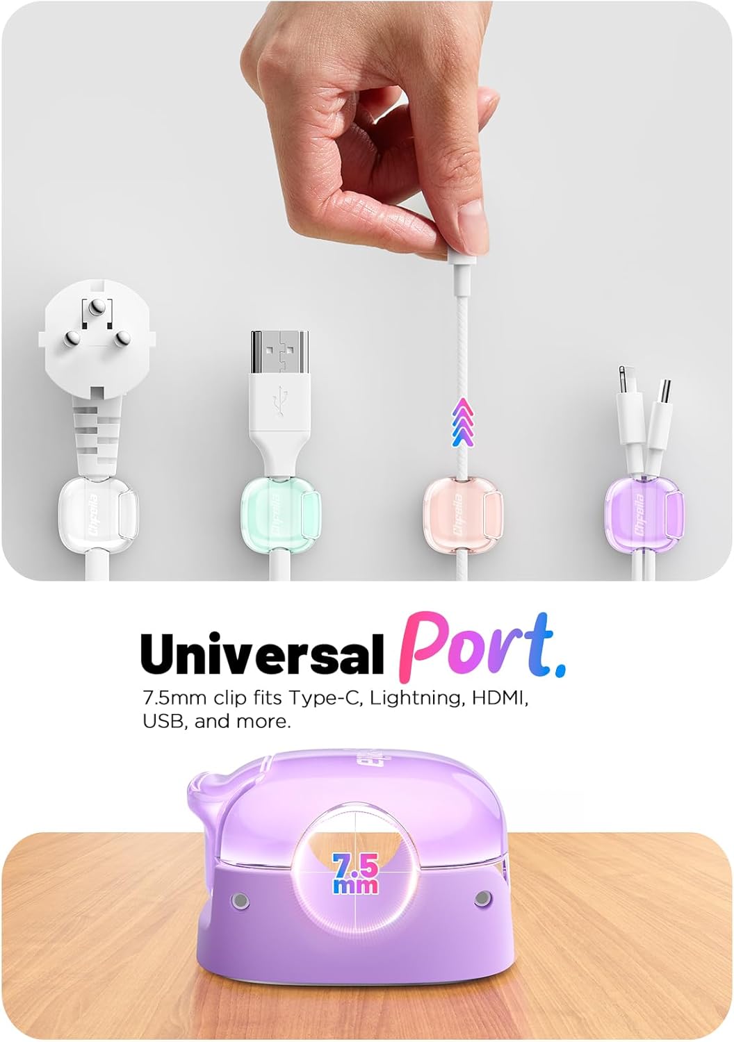 Cord Organizer, 8 Pack Cable Clips [1s Lock & Strongest Adhesive] Spring Cable Management, Cord Holder for Nightstand, Home Office Desk Accessories, Women Teen Cute Room Decor College Dorm Essentials