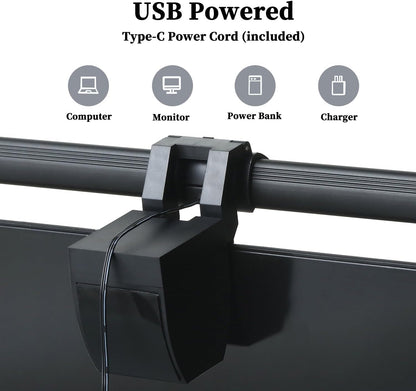 CATPOWER Portable Laptop Monitor Light Bar with USB Connection, e-Reading LED Task Lamp, 3 Color Temperature Settings, 10 Levels of Brightness Adjustment, No Glare on the Screen, Saves Space