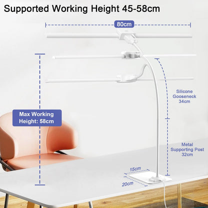 EppieBasic Desk Lamp,24W Led Desk Lamps with Clamp,Double Head Desk Light for Home Office, Architect Desktop Lamp Eye Care Workbench Office Table Light for Monitor Studio Reading