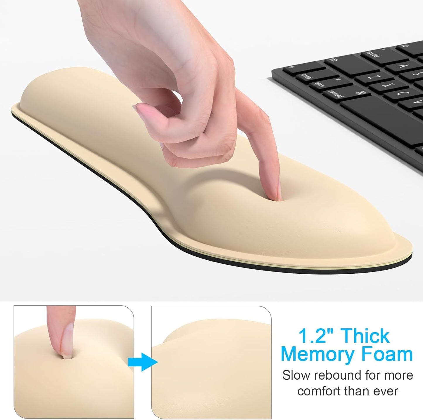 Dapesuom Mouse Wrist Rest, Ergonomic Memory Foam Mouse Wrist for Computer Desk Mats Support, PU Leather Hand Rest Pad Cushion for Gaming, Laptop, Men, Women, Pain Relief & Easy Typing, Black