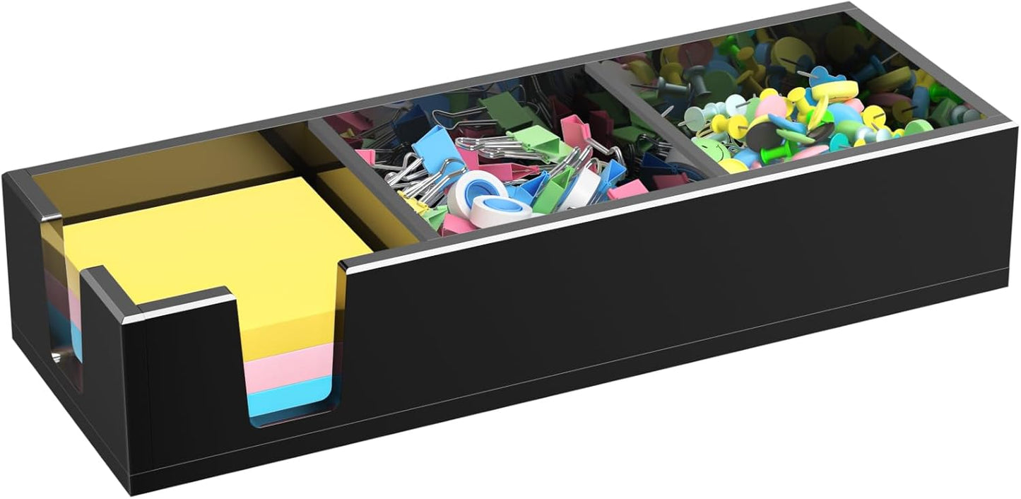 Acrylic Sticky Note Holder, Self-Stick Note Pad Holder W/O Pads - Note Dispenser Memo Pad Holder Desk Organizer for School Office Home (3''x3'' Clear)