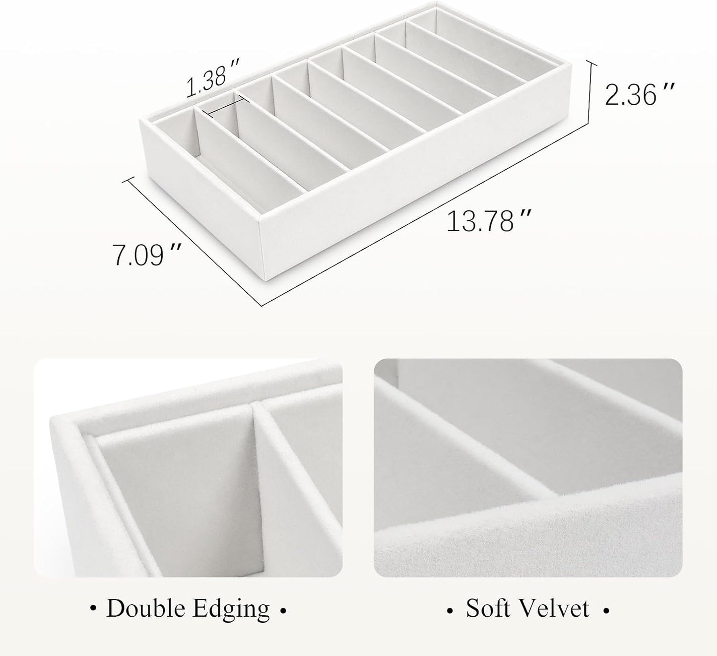 Velvet Sunglass Organizer Tray, Stackable Glasses Case for Drawer, Eyeglasses Watches Jewelry Display Holder Women Men