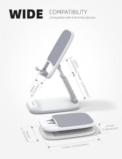 Lamicall Cell Phone Stand for Desk - [Height Adjustable] Foldable Mobile Phone Holder, Portable Stand for iPhone 17 16 15 14 13 12 11 Pro Max Plus Air, Galaxy S25, Office Gift, Telephone Accessories
