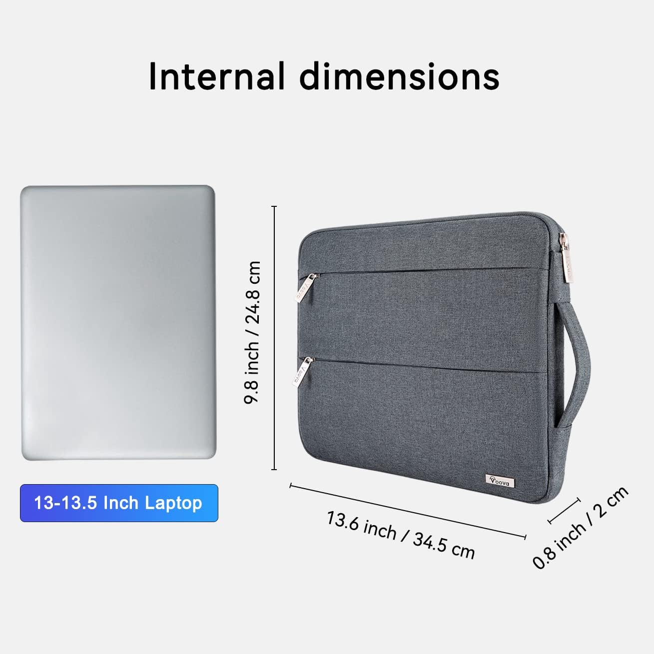 Voova 15.6 16 Inch Laptop Sleeve Case Compatible with MacBook Pro 16 M1/M2/M3/M4 Max 2019-2025, 15.6-16” Hp Lenovo Acer Asus, Waterproof Slim Computer Bag Cover with Handle, Grey