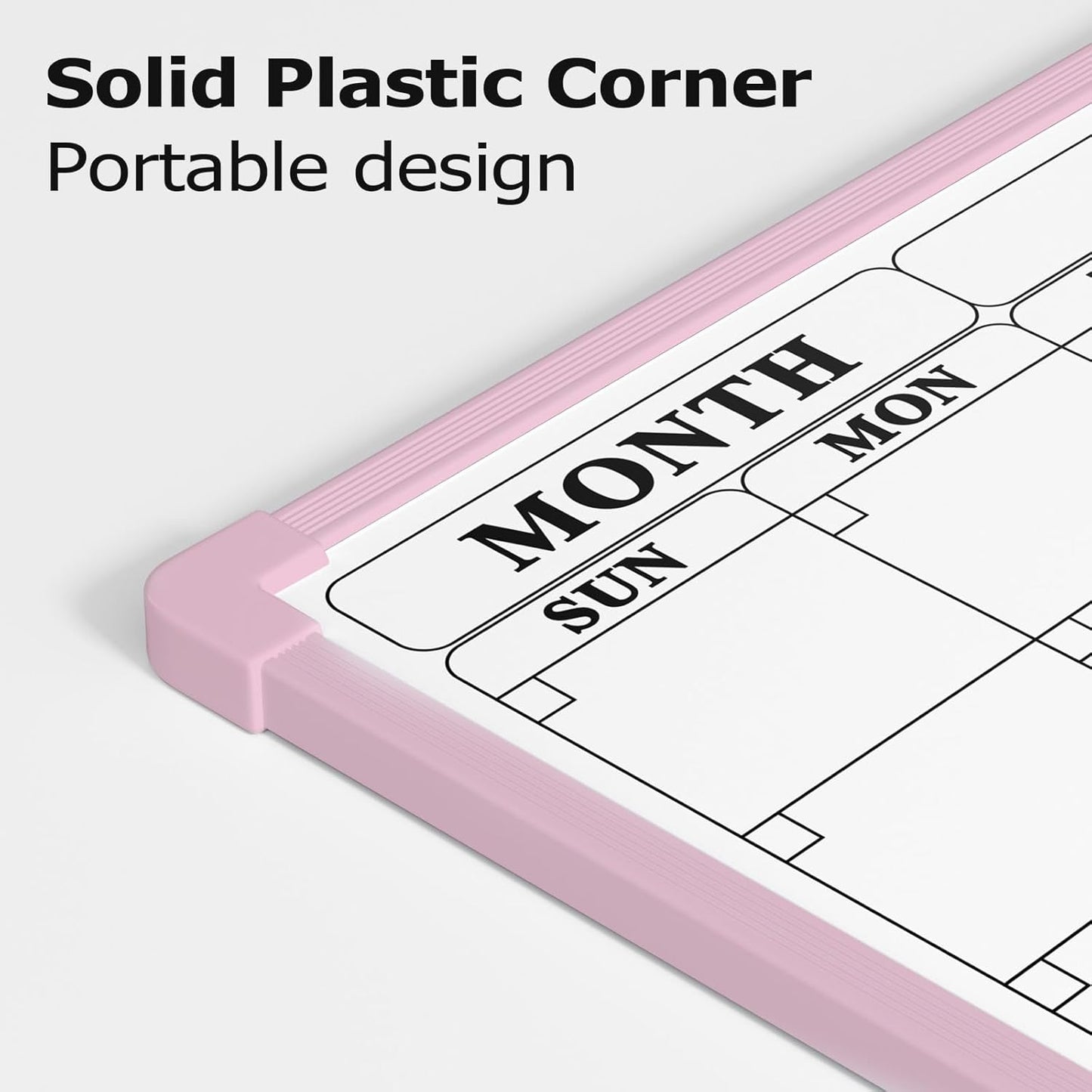 Monthly Whiteboard Calendar for Wall, Small 16" x 12" Dry Erase Board with Plastic Frame, Hanging Dry Erase Calendar with 3 Mini Sticky Notes for Kitchen Planner, Memo, Home and Office