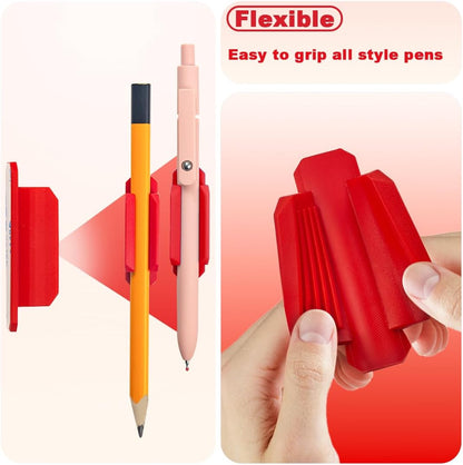 10 Pcs Silicone Pen Holder for Wall,Adhesive Pencil Holder for Clipboard Student Desk Classroom (5-colors)