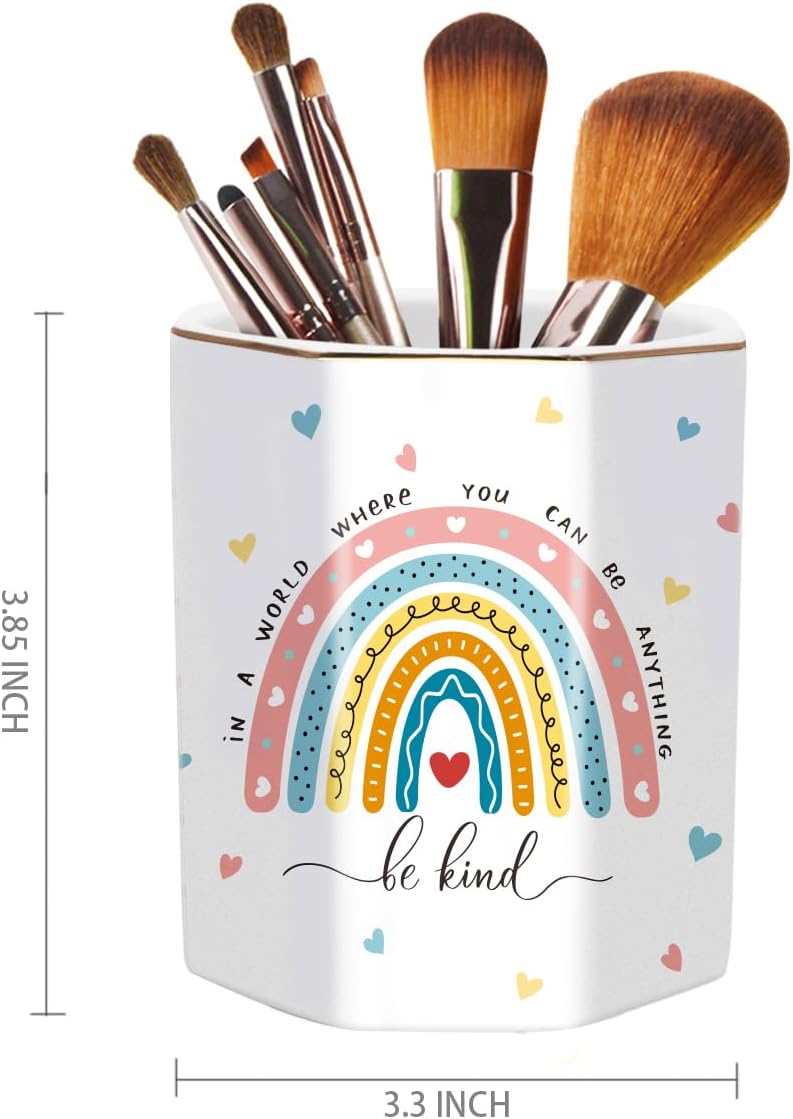 Pen Holder, Pencil Holder for Desk, Marble Desk Organizer Cute, Durable Ceramic Pencil Cup, Decorative Makeup Brush Holder Cup, Stationery Holder for Office, Home, Gray Marble