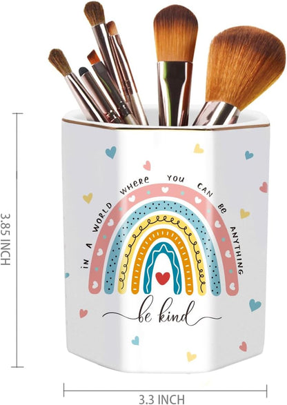 Pen Holder, Pencil Holder for Desk, Marble Desk Organizer Cute, Durable Ceramic Pencil Cup, Decorative Makeup Brush Holder Cup, Stationery Holder for Office, Home, Gray Marble