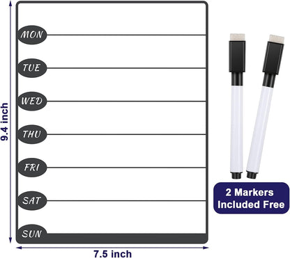 Outus 2 Pieces Magnetic Weekly Dry Erase Boards Erasable Weekly Calendars Whiteboard Planners with 2 Pieces Markers for Office, Home, School Supplies (Color 1, 9.4 x 7.5 Inch)