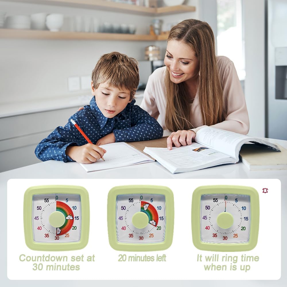 Visual Timer for Kids & Adults, 60 Minute Rainbow Countdown Timer, Time Management Tool for Classroom, Home, Kitchen, Office, School